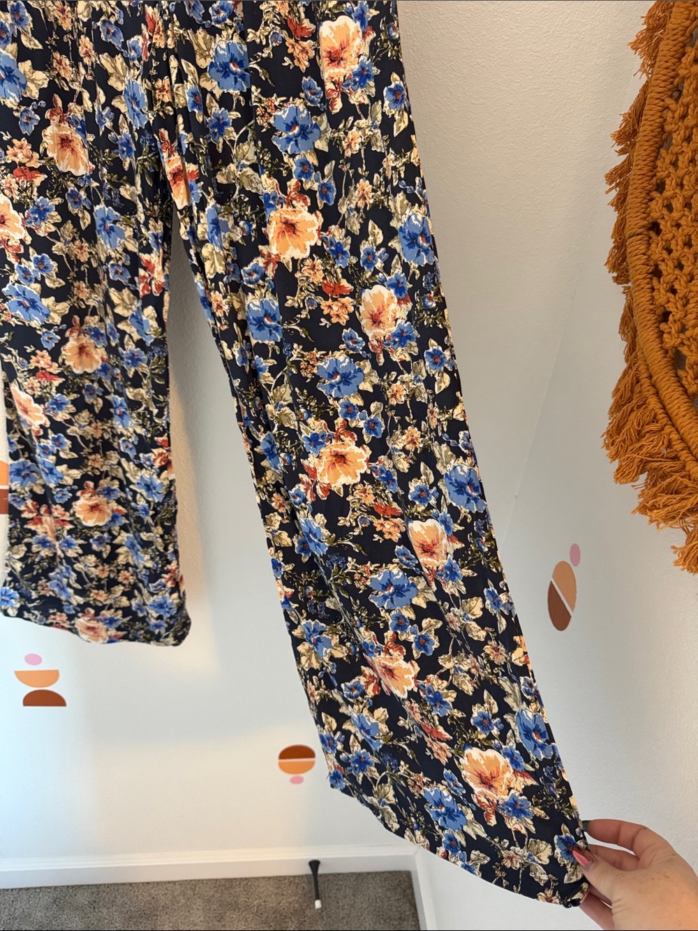 Spoiled Black Floral Button-Front Maxi Skirt with Blue & Peach Blooms N0052 - Picture 3 of 5